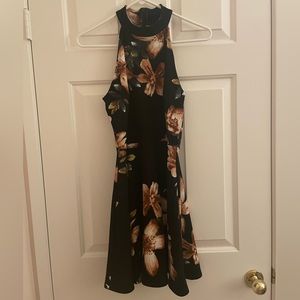 Black Floral Halter Dress
